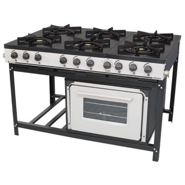 Imagem de Fogão Industrial 6 Bocas Baixa Pressão Venâncio Linha Bravo Esmaltado Com Forno Cinza B...