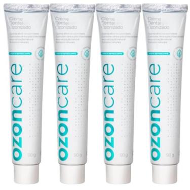 Imagem de Kit 4 Creme Dental Ozonizado Natural Vegano Menta Sem Flúor Prevenção 
