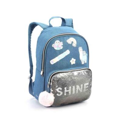 Imagem de Mochila Juvenil Jeans Com Lantejoulas - SEANITE