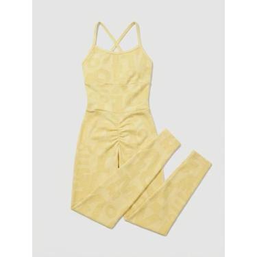 Imagem de Macacão Fitness Lux - Leoa Fitness, Amarelo Bebê, M