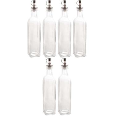 Imagem de Kit 6 Garrafas Porta Azeite 510ml Vidro Bico Dosador Frasco Transparente para Vinagre Lyor