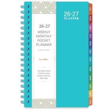 Imagem de Agenda de bolso 2026-2027 - agenda de bolso semanal e mensal para bolsa, julho de 2026 - junho de 2027, 17,3 x 10,4 cm, solteiro forte - encadernação de arame, capa de plástico