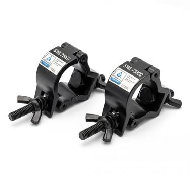 Imagem de Braçadeira de iluminação rápida preta de 1,2 a 3,5 cm de liga de alumínio resistente de 75 kg Braçadeiras de gancho para tubo OD de 32 a 35 mm Fardo de iluminação para DJ pacote com 2