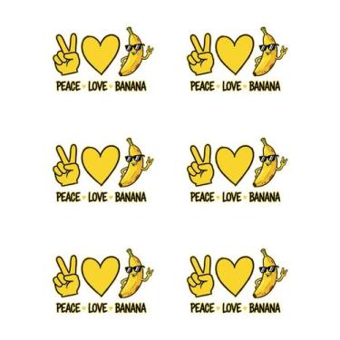 Imagem de Apliques termocolantes Peace Love Banana 6 un. para DIY - Marca Própri