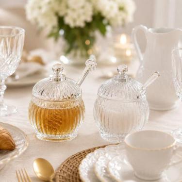 Imagem de CONJUNTO MELEIRA + AÇUCAREIRO Renaissance 130ml Cristal - GNJ HOME DEC