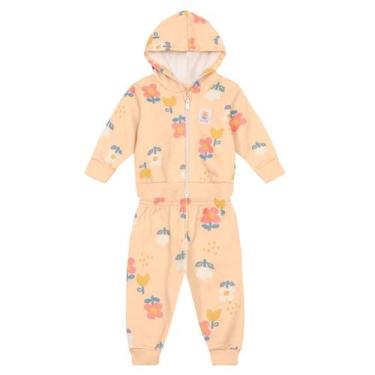 Imagem de Conjunto bebê menina em moletom Brandili Baby, Rosa salmão, P