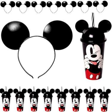 Imagem de Kit 10 Copos de Orelhas e Tiara do Mickey para Festa Infantil - Toy Ma