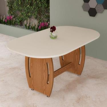 Imagem de Mesa De Jantar Oval Em Mdf 137x90cm Para Sala Cozinha 6 Lugares - Gmg 