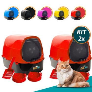 Imagem de Kit 2 Caixa Areia Banheiro Furba Sandbox Fechada Grande Gato - Jelplas