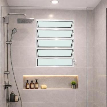 Imagem de Vitro Basculante 100x80 Alumínio Branco Vidro Liso Lumineziri