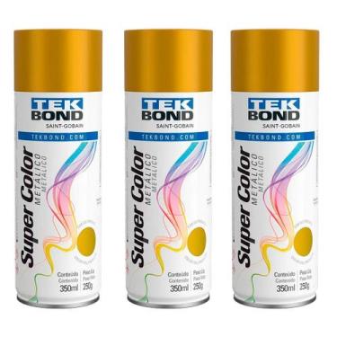 Imagem de Kit 3 Tinta Spray Ouro Metálico Tekbond 350ml/250g 