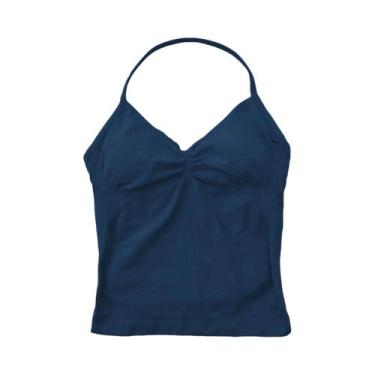 Imagem de Top De Ginástica Feminino Sem Costura Longline Com Alças E Costas Aber