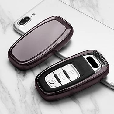 Imagem de WSWJDW TPU masculino feminino porta-chave do carro capa porta-chaves anel porta-chaves, adequado para Audi A1 A3 A4 A5 A6 A7 A8 Quattro Q3 Q5 Q7 2009-2015, preto