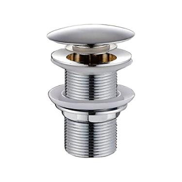 Imagem de Sif?o de lavat¨®rio de banheiro com tampa de drenagem pop-up com transbordamento, kit de drenagem da pia Sif?o de drenagem de res¨ªduos cromados, sem transbordamento