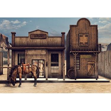 Imagem de Yeele 2,7 x 1,8 m Vintage Casa de Madeira Ocidental Retrô Cofra Ocidental Cavalo Barn Cabin West Cowboy Fotografia Fundo Retratos Boy Man Cabine Foto Foto Vinil Acessórios Estúdio