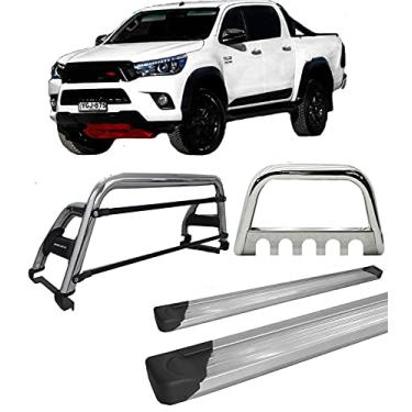 Imagem de Kit quebra mato+Estribo Plat +Santo Ant H2 Hilux 16/20 CROMO
