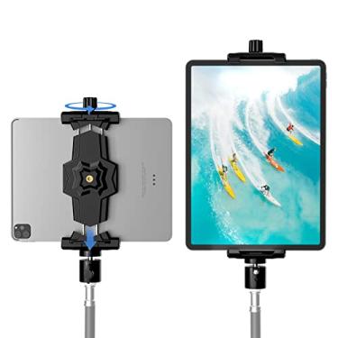 Imagem de Adaptador de tripé para iPad e telefone com cabeça esférica, suporte para iPad para tripé, suporte giratório de 360 grampos, compatível com iPad Pro 12,9, iPad Air Mini 3 4, Galaxy Tab, Surface Pro,