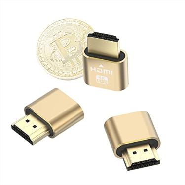Imagem de Plugue falsa HDMI 4K, emulador de monitor virtual de alta resolução, adaptador 3840x2160@60Hz para mineração Ethereum ETH ZEC BTC, compatível com Windows Mac OSX - 3 peças