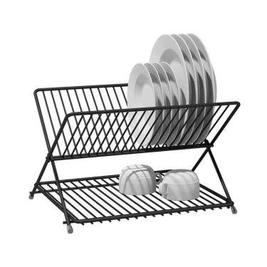 Imagem de Escorredor Articulado de louças Preto 19 pratos Soft Touch