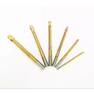 Imagem de Kit 6 Brocas Espiral Furo Corte Lateral Madeira Metal Gesso