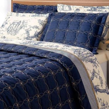 Imagem de Cobre Leito Queen Divine Micropercal 180 Fios 3 Peças - Azul