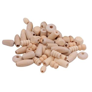 Imagem de Bonarty 120 contas espaçadoras de madeira naturais sem pintura, fabricação de joias artesanais