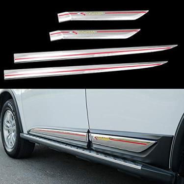 Imagem de 4 peças de aço inoxidável prata tampa lateral soleira da porta protetor de guarnições para Mitsubishi Outlander 2013-2020
