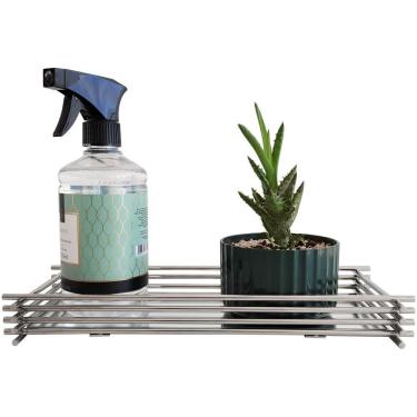 Imagem de Bandeja de Vidro para Decoração Retangular Espelhada Lavabo Cromado