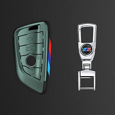 Imagem de CSHU Chapeamento Controlador remoto Car Key Case Cover Chaveiro Ring Key Bag, apto para Bmw X1 X5 X6 F15 F16 F48 Bmw Série 1/3/4/5/6/7, Dark Night green 2