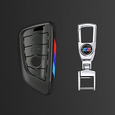 Imagem de CSHU Porta-chaves do carro Capa Porta-chaves Porta-chaves com anel, adequado para BMW 2 3 5 7 Série 6GT X1 X3 X5 X6 F45 F46 G20 G30 G32 G11 G11 G12 F48 G01 F15 F85 F16 F86, Fivela preta