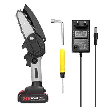 Imagem de Qudai Serra de poda elétrica portátil 21V 4 polegadas pequena motosserra motorizada ferramenta de carpintaria de uma mão para jardim pomar NP