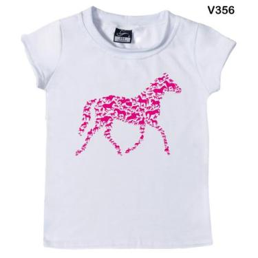 Imagem de Camiseta Feminina Infantil Cavalo Marrom Florido Country - Boutique De