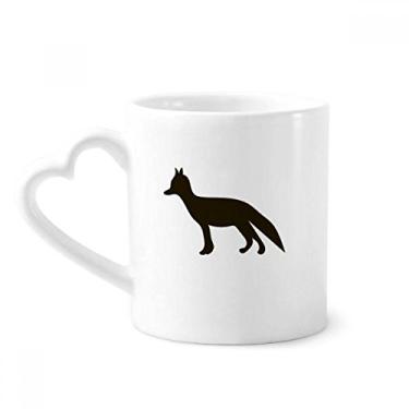 Imagem de Caneca de café de cerâmica de raposa preta com retrato de animal fofo copo de coração de vidro