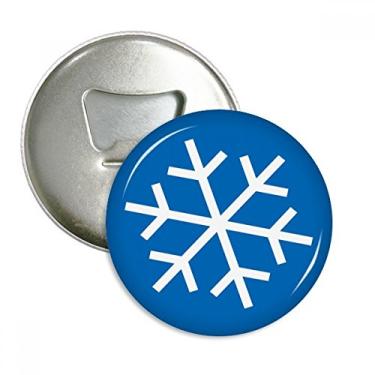 Imagem de Esporte de Inverno Floco de Neve Azul Abridor de Garrafas Imã de Geladeira Emblema Multifuncional