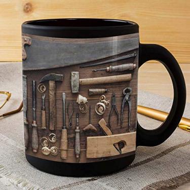 Imagem de Caneca de carpinteiro vintage com ferramentas de carpintaria, presente de carpinteiro para marido, presente de dia dos pais, caneca de café divertida, presentes legais de pai da filha, filho, esposa, para copo de aniversário de Natal, 325 ml