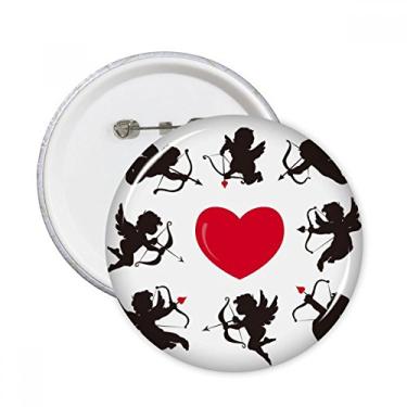 Imagem de Cupido Angel Coração Vermelho Padrão Cominação Pinos Redondos Emblema Botão Decoração Acessório 5 peças
