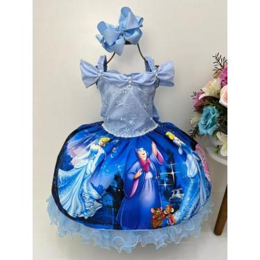 Vestido Infantil Princesa Cinderela Desenho