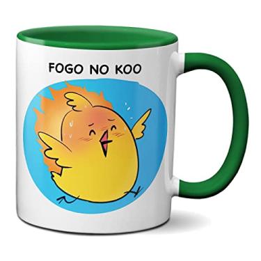 Imagem de Caneca Fogo no Koo Rede Social Trocadilho Xícara Engraçada (Verde)