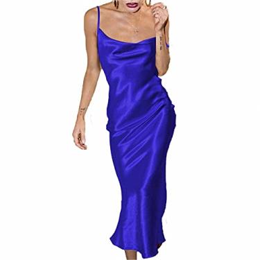 Imagem de Vestido de baile de cetim para noite, sem mangas, vestido de festa, elegante, formal, vintage, costas nuas