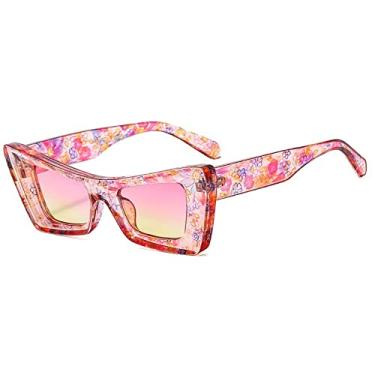 Imagem de Óculos de sol quadrado com estampa de flores para mulheres Gradiente Uv400 Óculos de sol para festa, verde, tamanho único