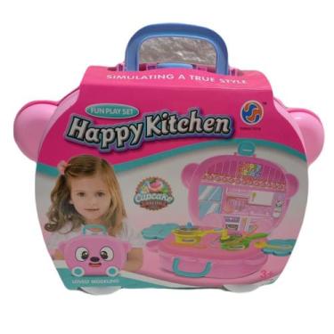 Imagem de Kit Maleta Cozinha Infantil Happy Kitchen Fogão Panelinhas Meninas - K