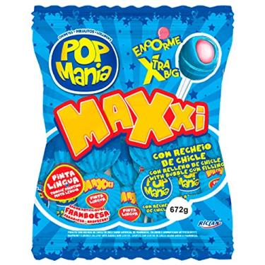 Imagem de Pirulito Pinta Língua c/ Chiclete Pop Mania Maxxi C/24 unids Sabor:Framboesa Blue