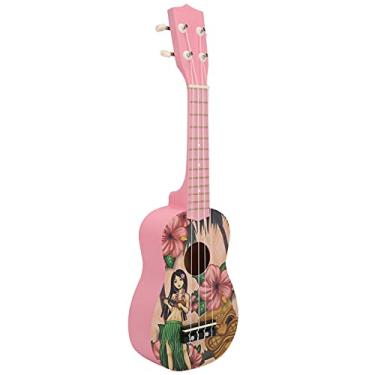 Imagem de Guitarra havaiana, ukulele de madeira de alta precisão, 4 cordas para iniciantes para estudantes (menina havaiana)