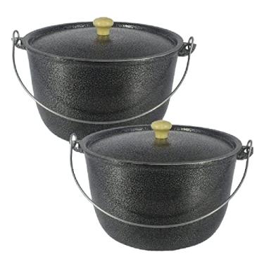 Imagem de Kit 2 Caldeirões Aluminio Batido Craqueado Preto 2,2 Litros