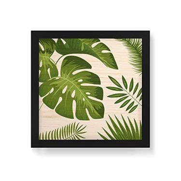 Imagem de Arte Maníacos Quadro Decorativo em Madeira Plantas Folhas Grandes - 30x30cm (Moldura caixa em laca preta)