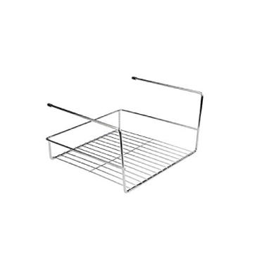 Imagem de Niquelart Organizador Suspenso para Prateleira Grande - Aço Cromado - 17 cm x 29 cm x 35 cm - Minimalista - 1 Prateleira Suspensa - Armazenamento - Cozinha