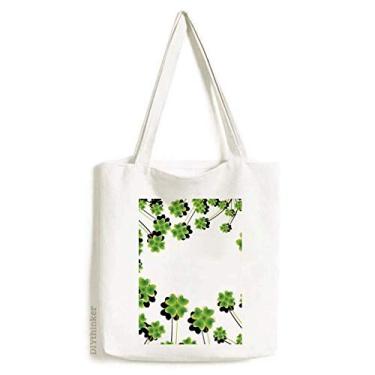 Imagem de Bolsa sacola de lona com círculo de quatro folhas da Irlanda Dia de São Patrício bolsa de compras casual