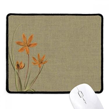 Imagem de Mousepad de linho orquídea bordada com design tradicional antiderrapante para escritório, bordas costuradas para presente