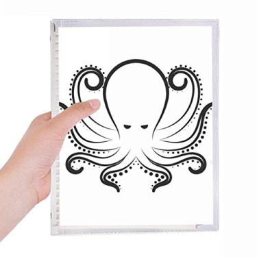 Imagem de Caderno preto branco polvo padrão de vida marinha folha solta diário recarregável artigos de papelaria