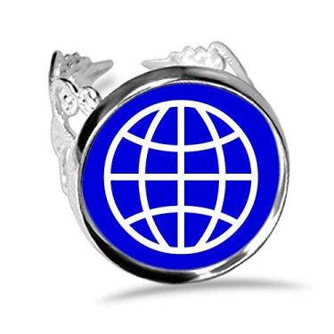 Imagem de DIYthinker Anel de noivado ajustável com motivo de aviso quadrado azul terra